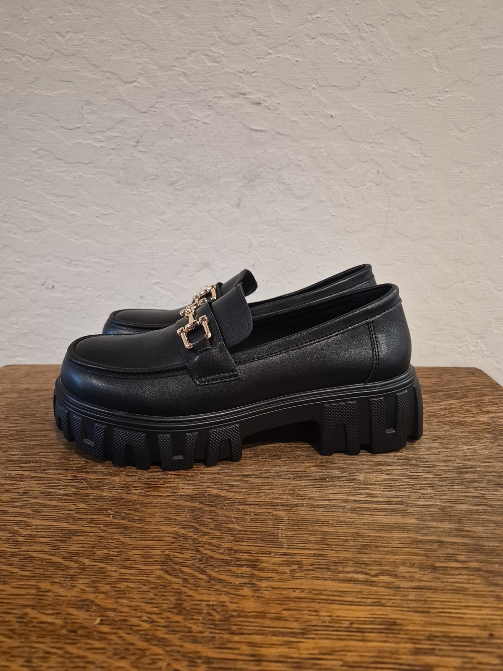 Black Chunky Platform Loafers 
Women's Size US 7.5